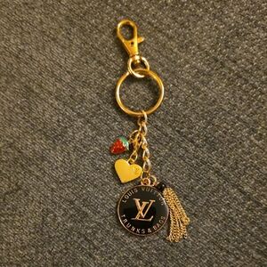 Louis Vuitton Gold and Black Key Holder with Charms